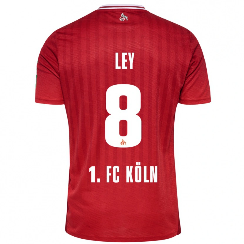 Danxen Børn Benjamin Ley #8 Rød Hvid Udebane Spillertrøjer 2025/26 Trøje T-Shirt