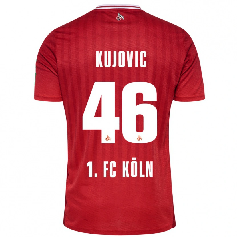 Danxen Børn Emin Kujovic #46 Rød Hvid Udebane Spillertrøjer 2025/26 Trøje T-Shirt