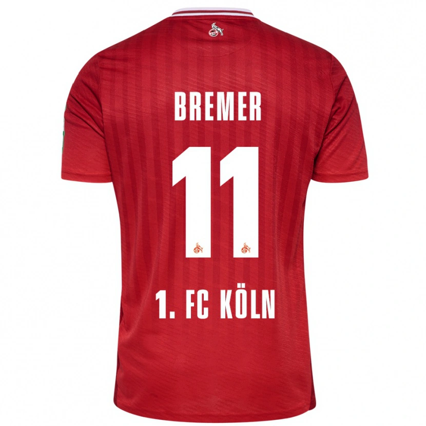 Danxen Børn Pauline Bremer #11 Rød Hvid Udebane Spillertrøjer 2025/26 Trøje T-Shirt