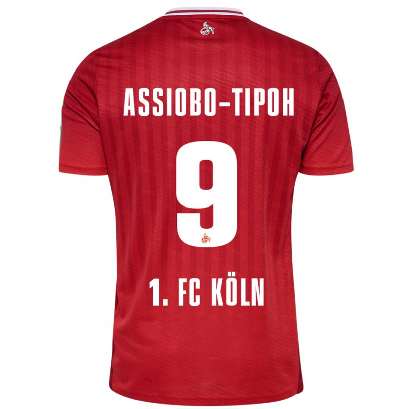 Danxen Børn Elfried Assiobo-Tipoh #9 Rød Hvid Udebane Spillertrøjer 2025/26 Trøje T-Shirt