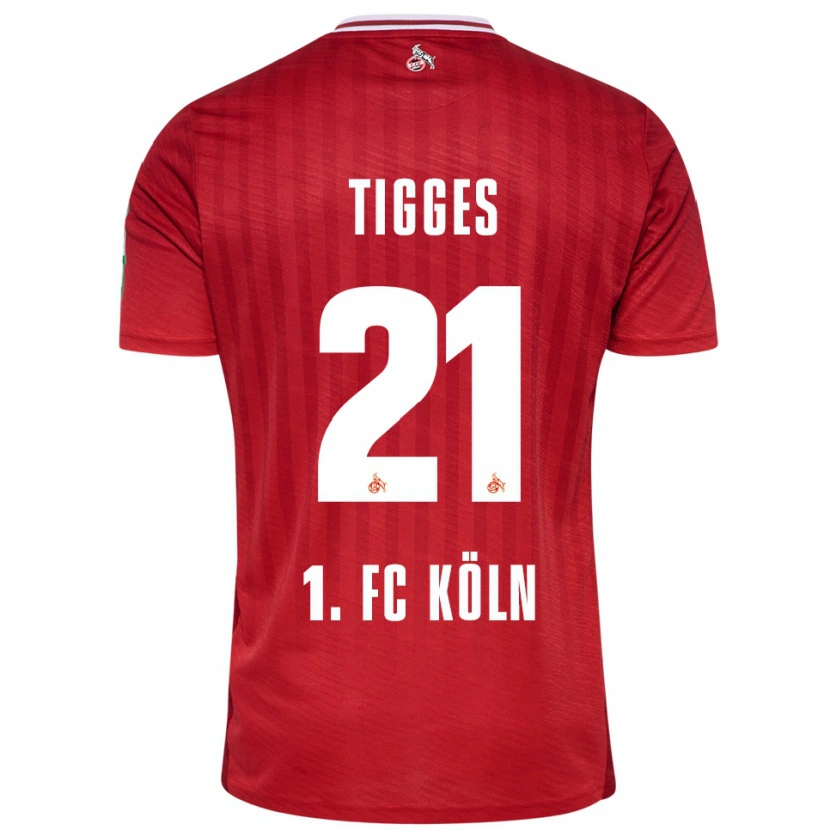 Danxen Børn Steffen Tigges #21 Rød Hvid Udebane Spillertrøjer 2025/26 Trøje T-Shirt