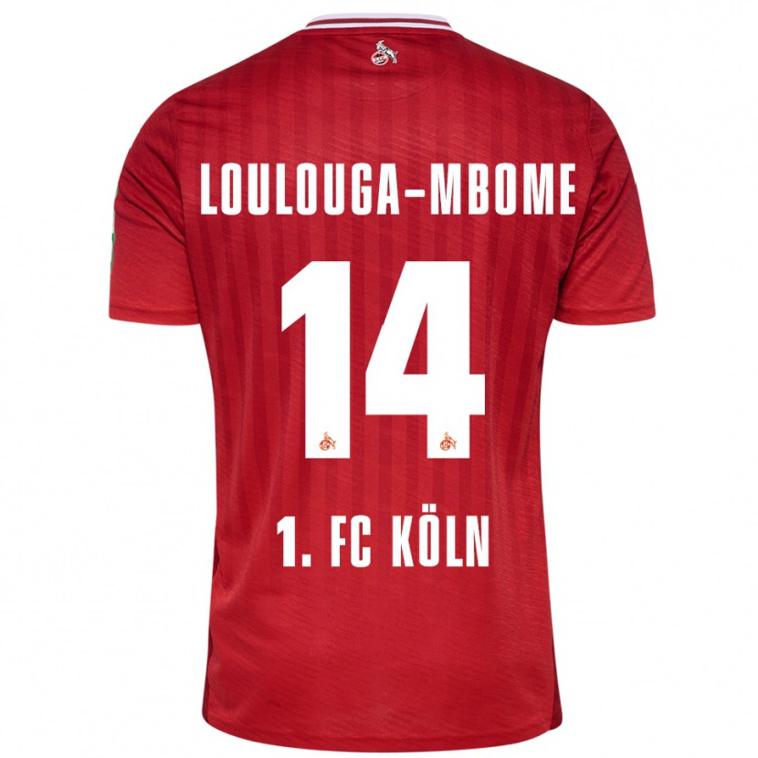 Danxen Børn Pascal Loulouga-Mbome #14 Rød Hvid Udebane Spillertrøjer 2025/26 Trøje T-Shirt