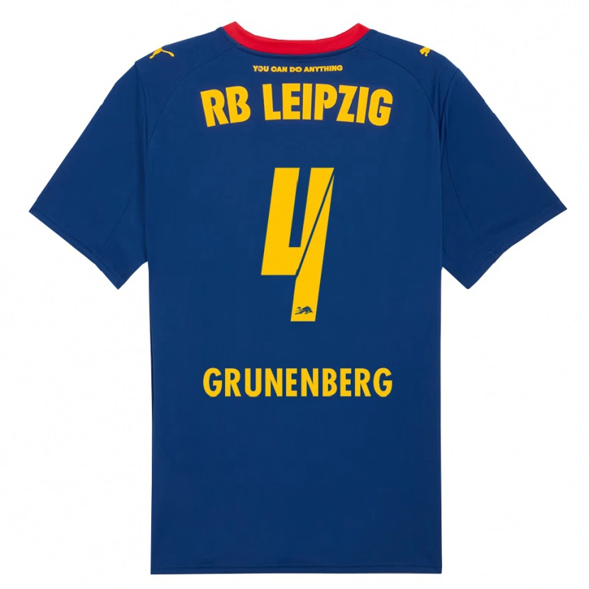 Danxen Børn Rucy Grunenberg #4 Navy Rød Udebane Spillertrøjer 2025/26 Trøje T-Shirt