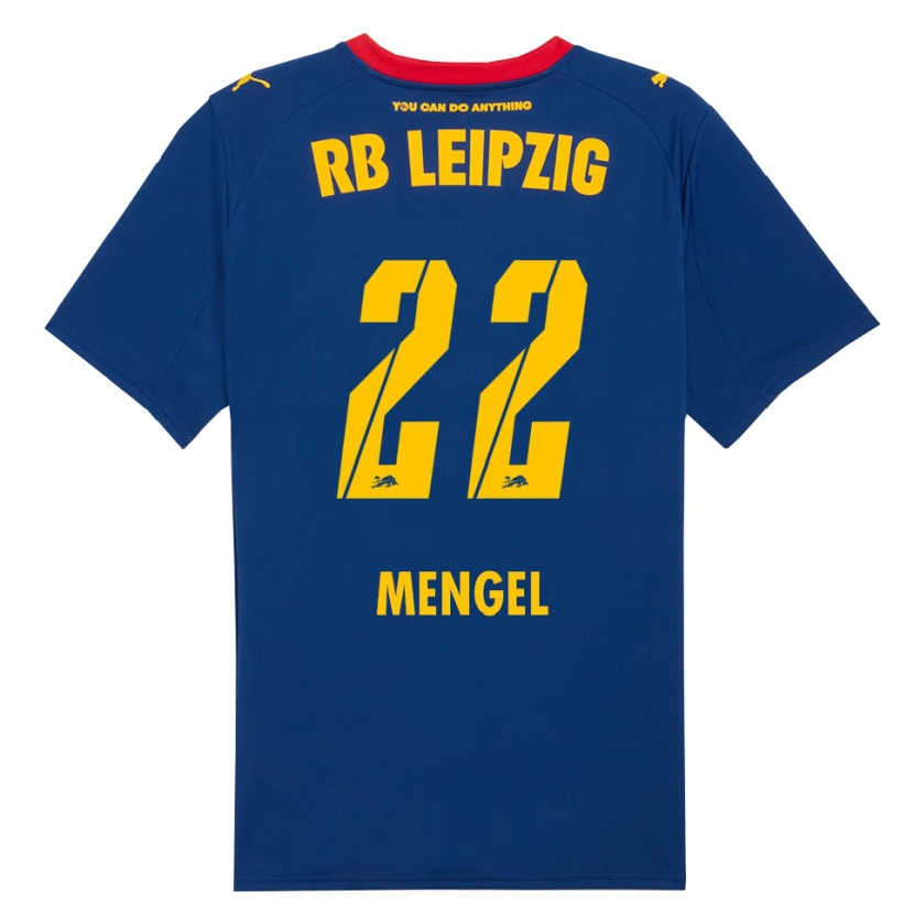 Danxen Børn Luca Mengel #22 Navy Rød Udebane Spillertrøjer 2025/26 Trøje T-Shirt