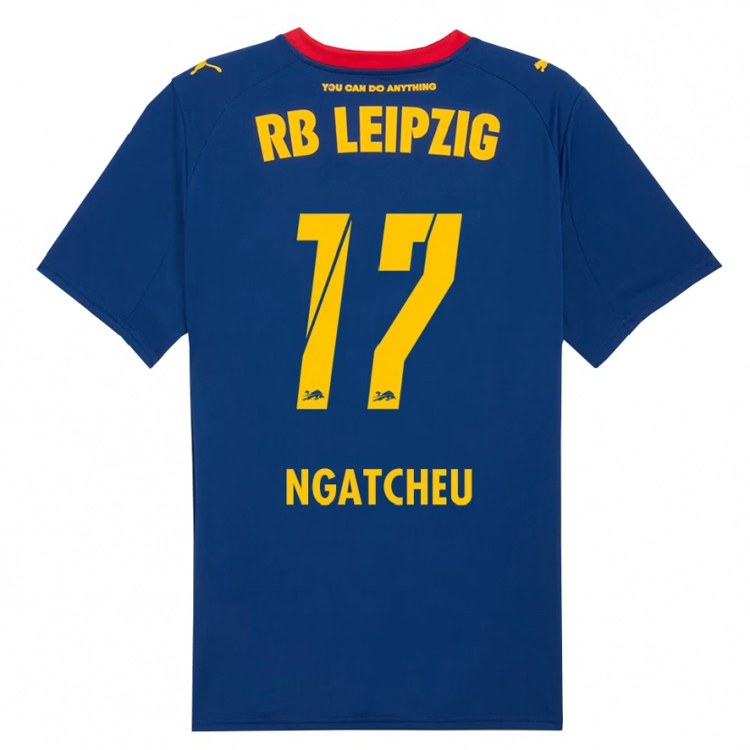 Danxen Børn Yohan Ngatcheu #17 Navy Rød Udebane Spillertrøjer 2025/26 Trøje T-Shirt