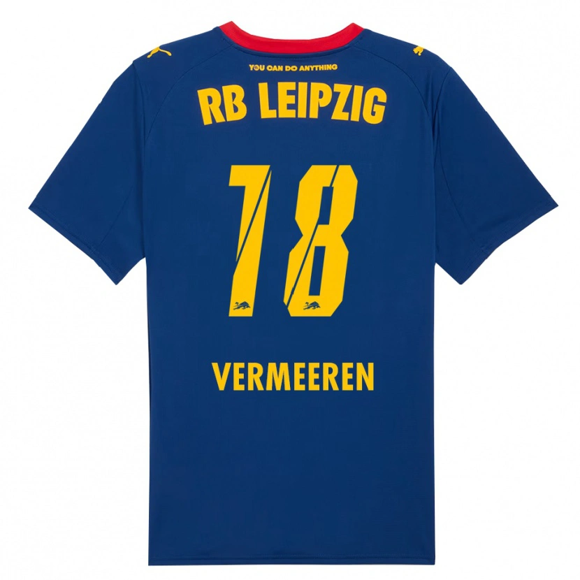Danxen Børn Arthur Vermeeren #18 Navy Rød Udebane Spillertrøjer 2025/26 Trøje T-Shirt