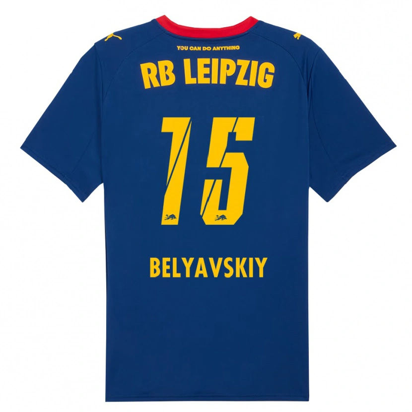 Danxen Børn David Belyavskiy #15 Navy Rød Udebane Spillertrøjer 2025/26 Trøje T-Shirt