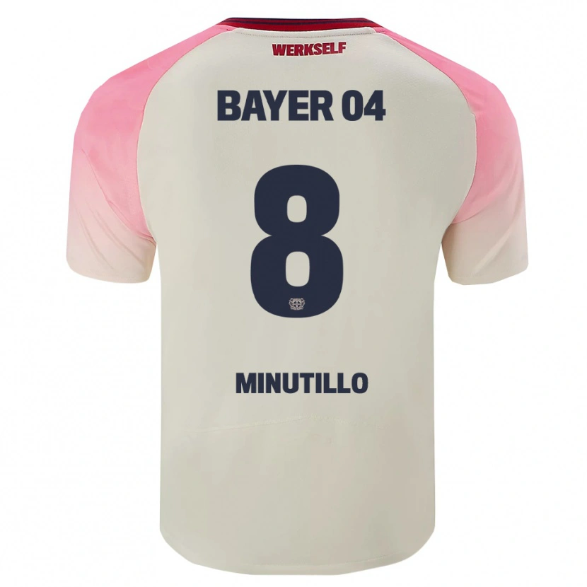 Danxen Børn Gabriel Minutillo #8 Pink Off White Udebane Spillertrøjer 2025/26 Trøje T-Shirt