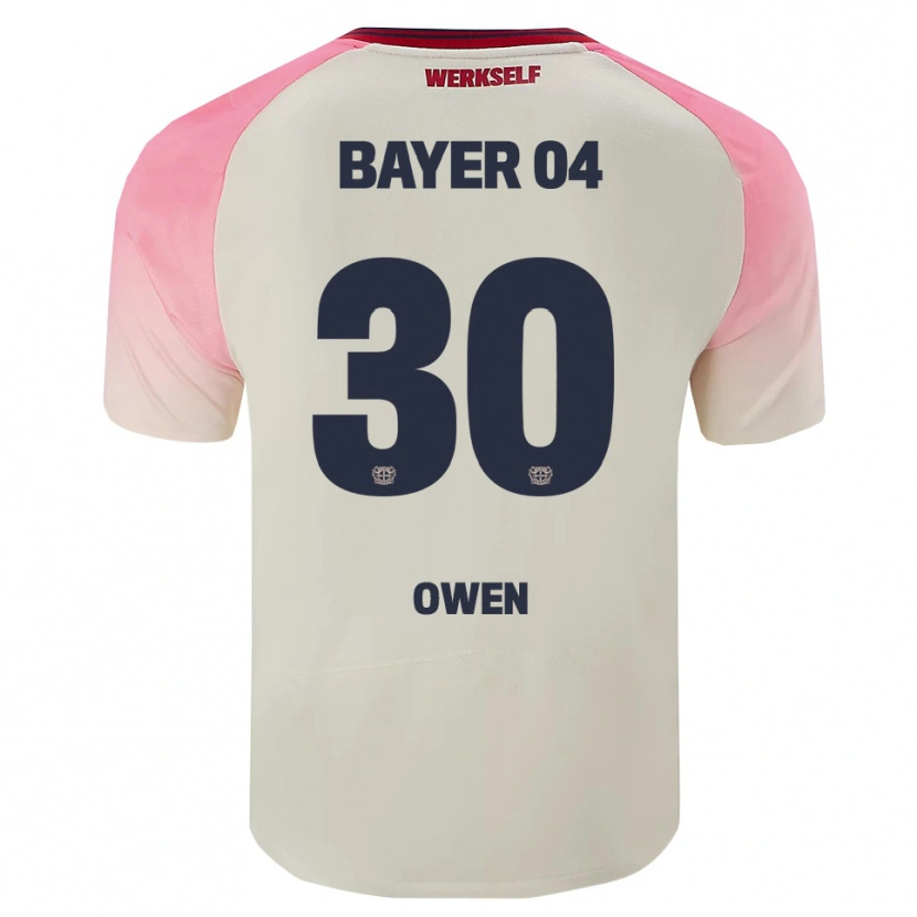 Danxen Børn Emmanuel Chigozie Owen #30 Pink Off White Udebane Spillertrøjer 2025/26 Trøje T-Shirt