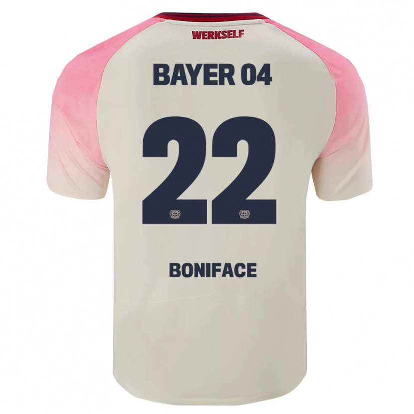 Danxen Børn Victor Boniface #22 Pink Off White Udebane Spillertrøjer 2025/26 Trøje T-Shirt