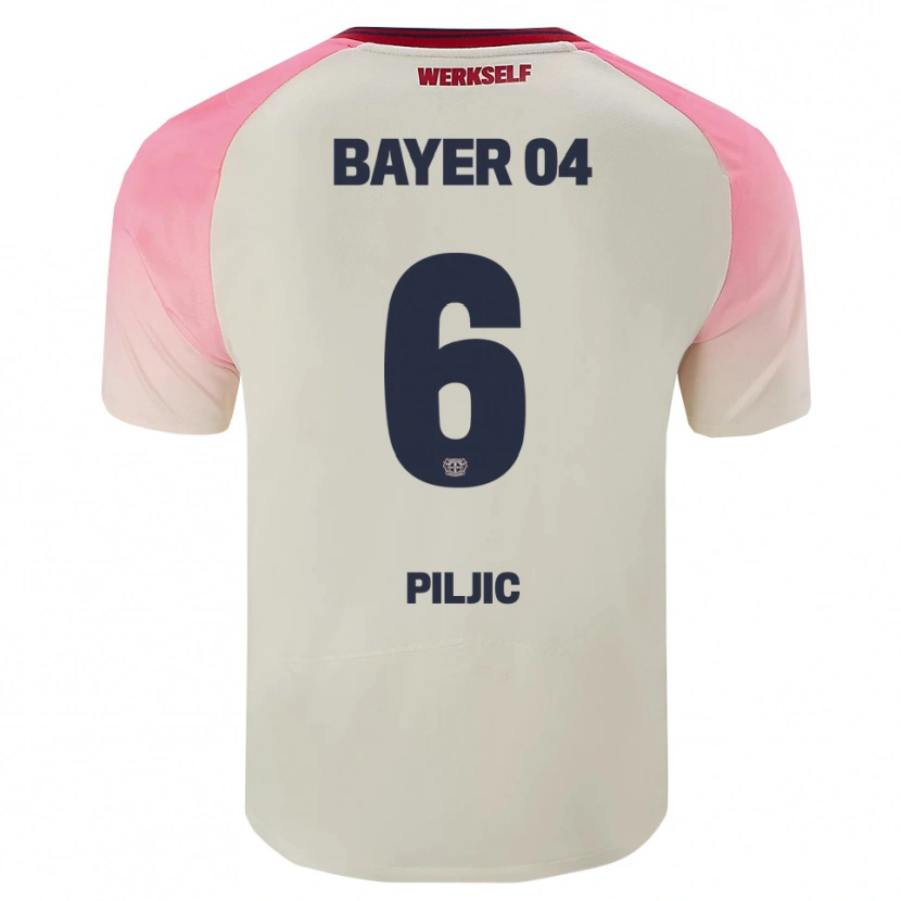 Danxen Børn Katharina Piljic #6 Pink Off White Udebane Spillertrøjer 2025/26 Trøje T-Shirt