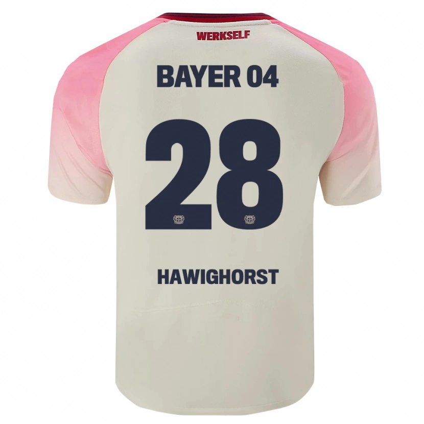 Danxen Børn Ben Hawighorst #28 Pink Off White Udebane Spillertrøjer 2025/26 Trøje T-Shirt