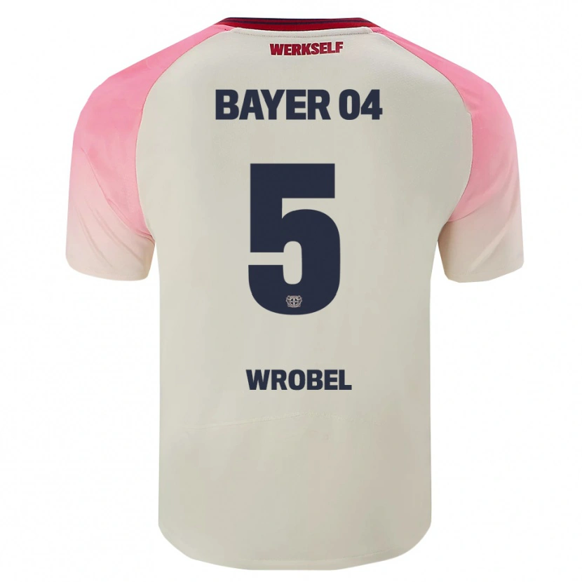 Danxen Børn Max Wrobel #5 Pink Off White Udebane Spillertrøjer 2025/26 Trøje T-Shirt