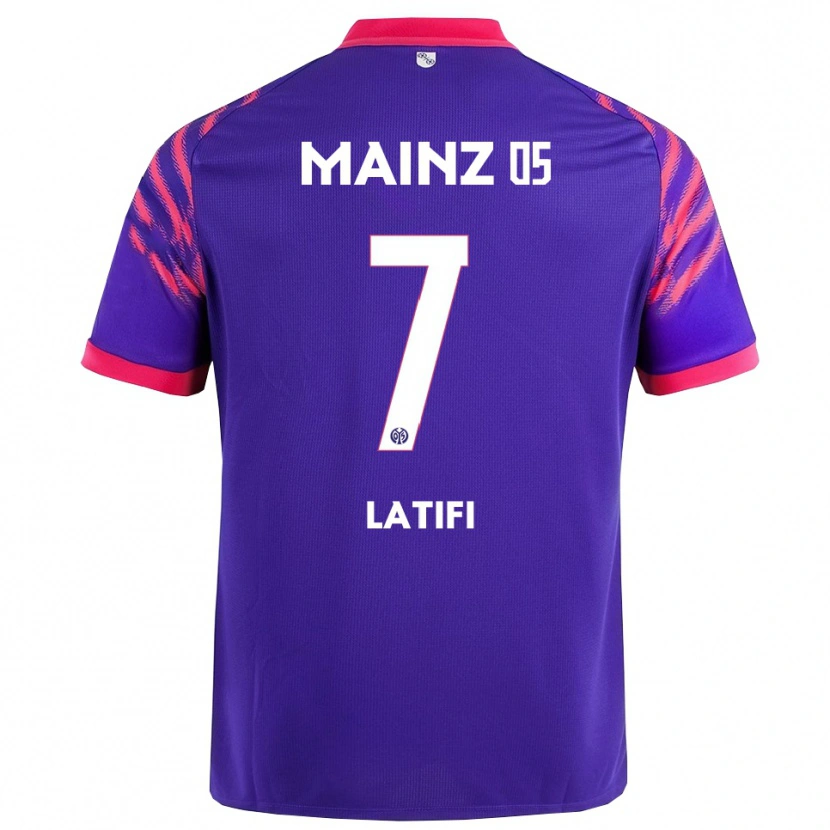 Danxen Børn Artan Latifi #7 Navy Pink Udebane Spillertrøjer 2025/26 Trøje T-Shirt