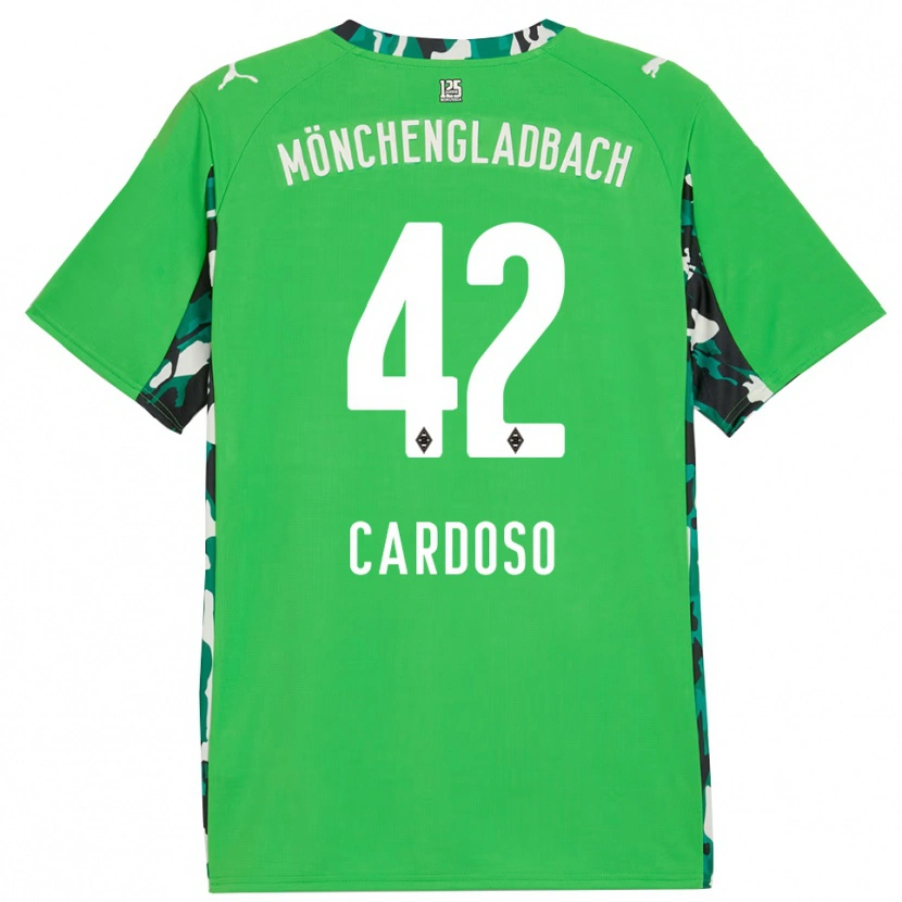 Danxen Børn Tiago Pereira Cardoso #42 Grøn Sort Udebane Spillertrøjer 2025/26 Trøje T-Shirt