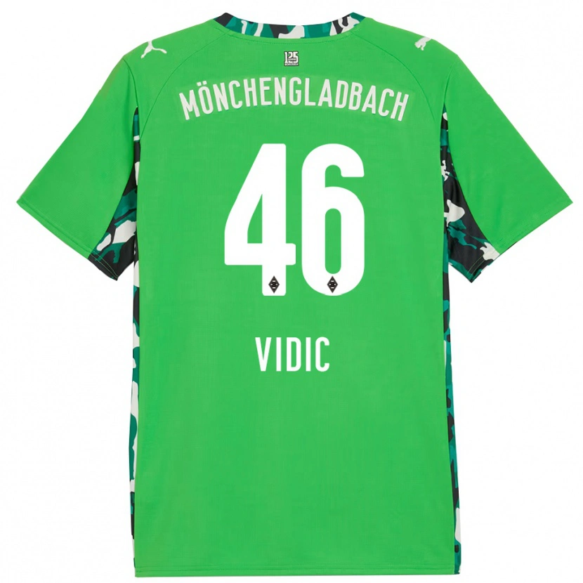 Danxen Børn Nico Vidic #46 Grøn Sort Udebane Spillertrøjer 2025/26 Trøje T-Shirt
