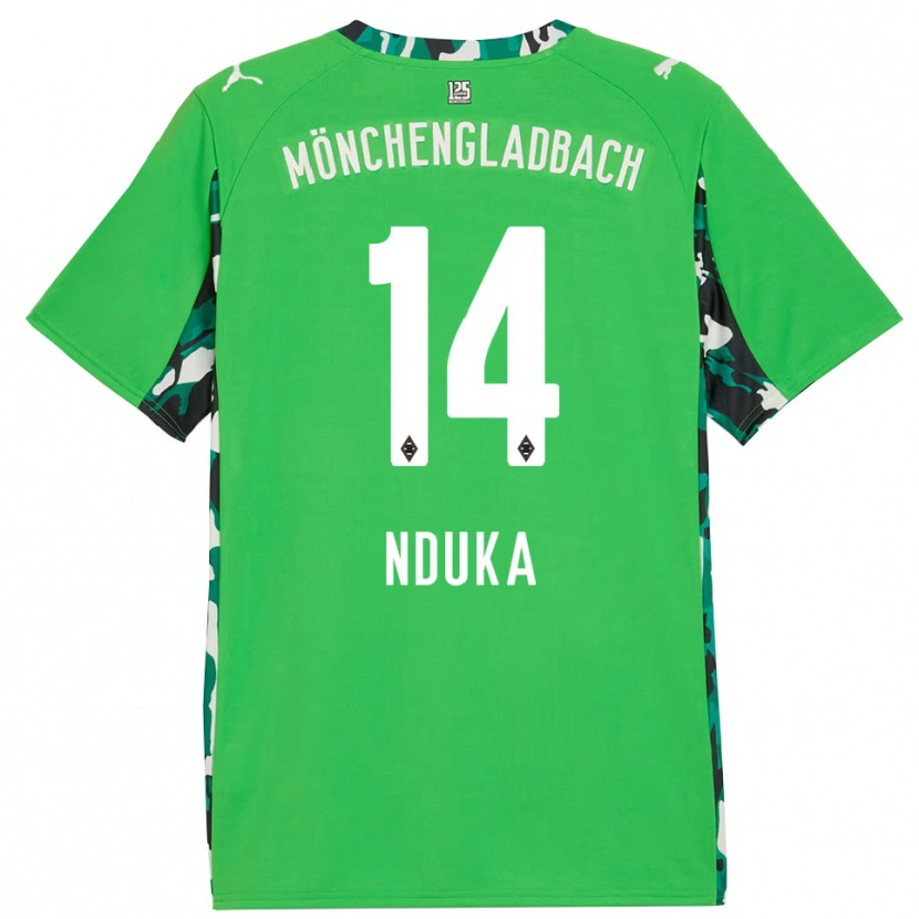 Danxen Børn Michael Nduka #14 Grøn Sort Udebane Spillertrøjer 2025/26 Trøje T-Shirt