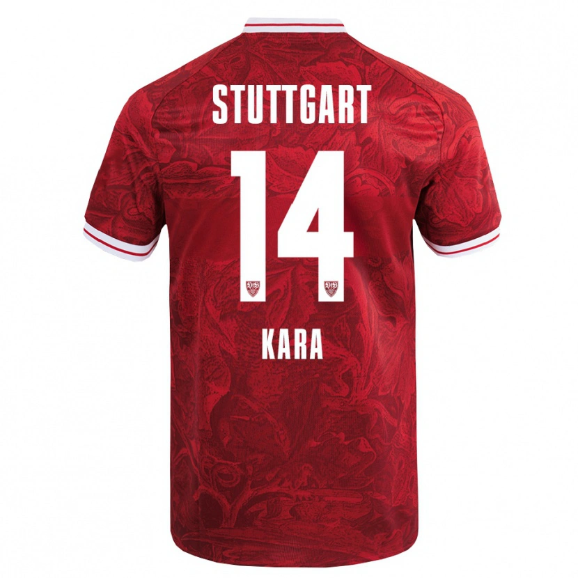 Danxen Børn Semih Kara #14 Rød Sort Udebane Spillertrøjer 2025/26 Trøje T-Shirt