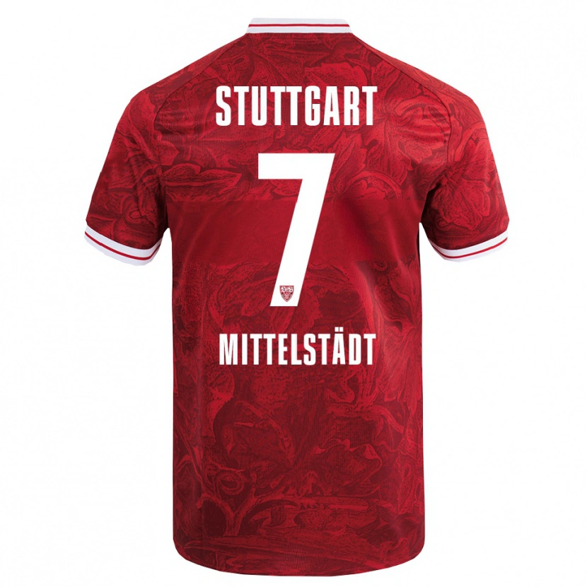 Danxen Børn Maximilian Mittelstädt #7 Rød Sort Udebane Spillertrøjer 2025/26 Trøje T-Shirt