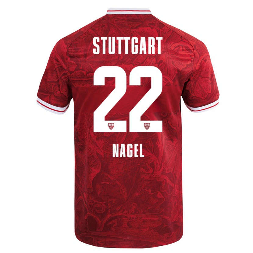 Danxen Børn Lucas Nagel #22 Rød Sort Udebane Spillertrøjer 2025/26 Trøje T-Shirt