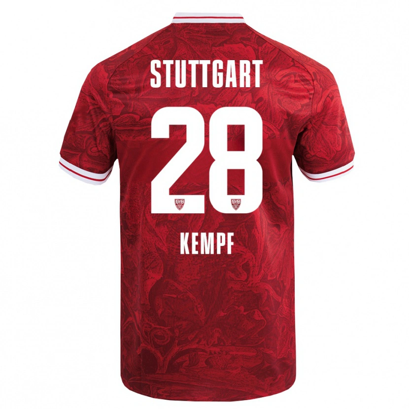 Danxen Børn Karl Kempf #28 Rød Sort Udebane Spillertrøjer 2025/26 Trøje T-Shirt