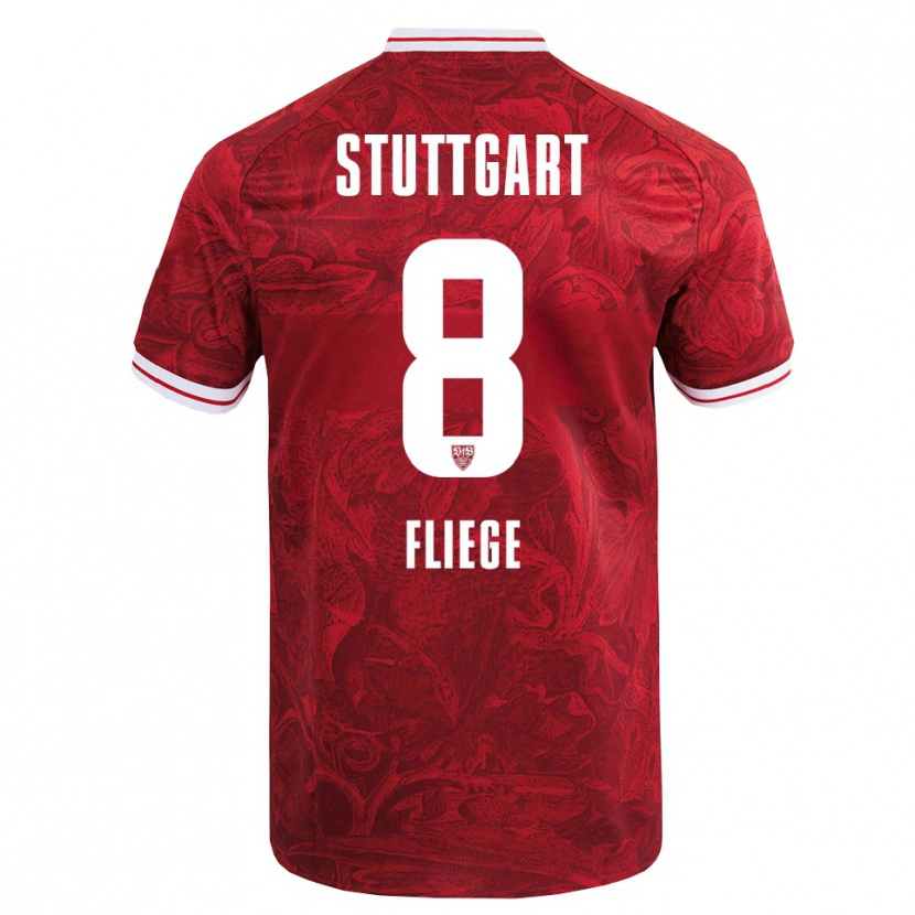 Danxen Børn Anna Fliege #8 Rød Sort Udebane Spillertrøjer 2025/26 Trøje T-Shirt