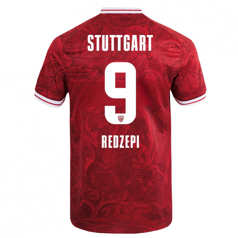 Danxen Børn Enis Redzepi #9 Rød Sort Udebane Spillertrøjer 2025/26 Trøje T-Shirt