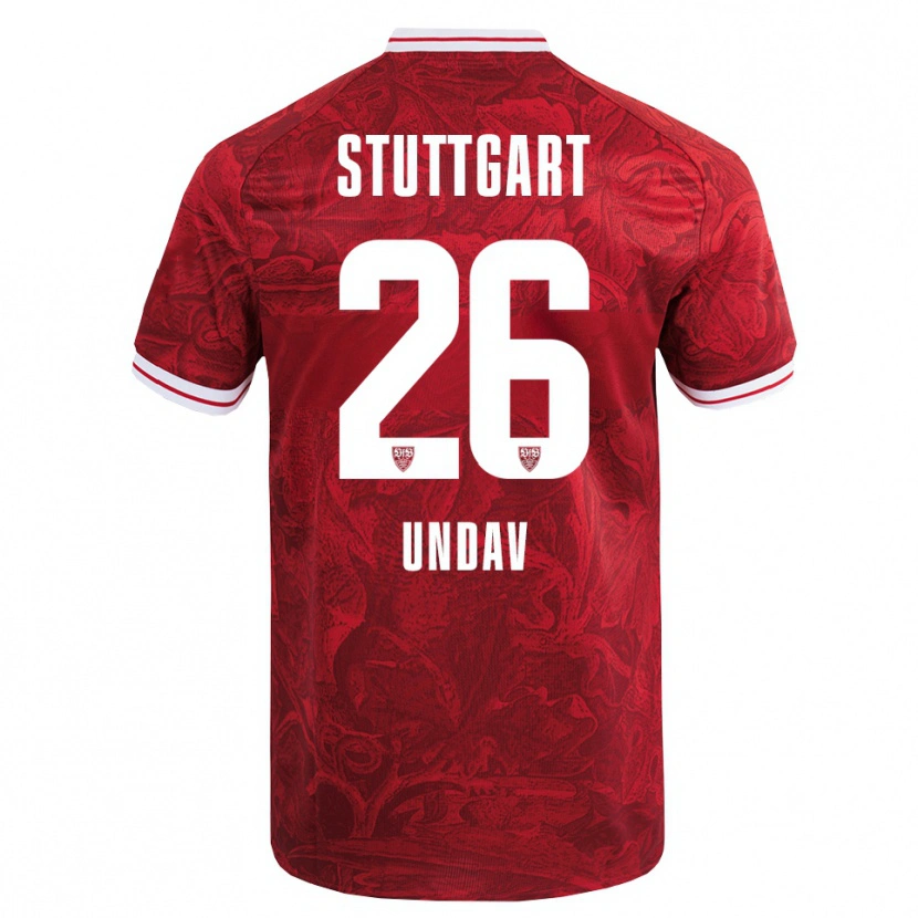 Danxen Børn Deniz Undav #26 Rød Sort Udebane Spillertrøjer 2025/26 Trøje T-Shirt