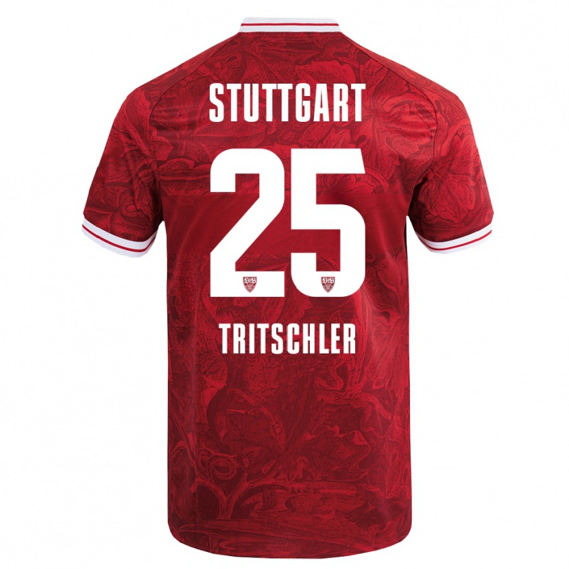 Danxen Børn David Tritschler #25 Rød Sort Udebane Spillertrøjer 2025/26 Trøje T-Shirt