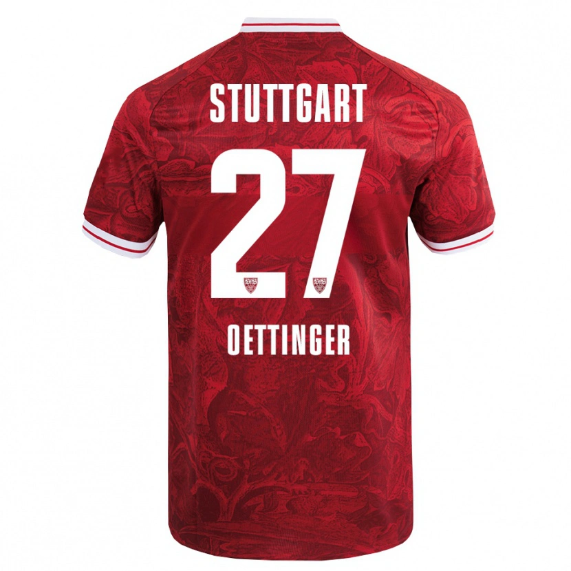 Danxen Børn Jannik Oettinger #27 Rød Sort Udebane Spillertrøjer 2025/26 Trøje T-Shirt