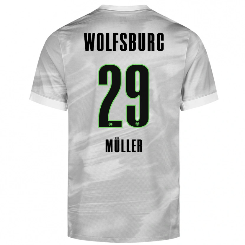 Danxen Børn Marius Müller #29 Grå Hvid Udebane Spillertrøjer 2025/26 Trøje T-Shirt