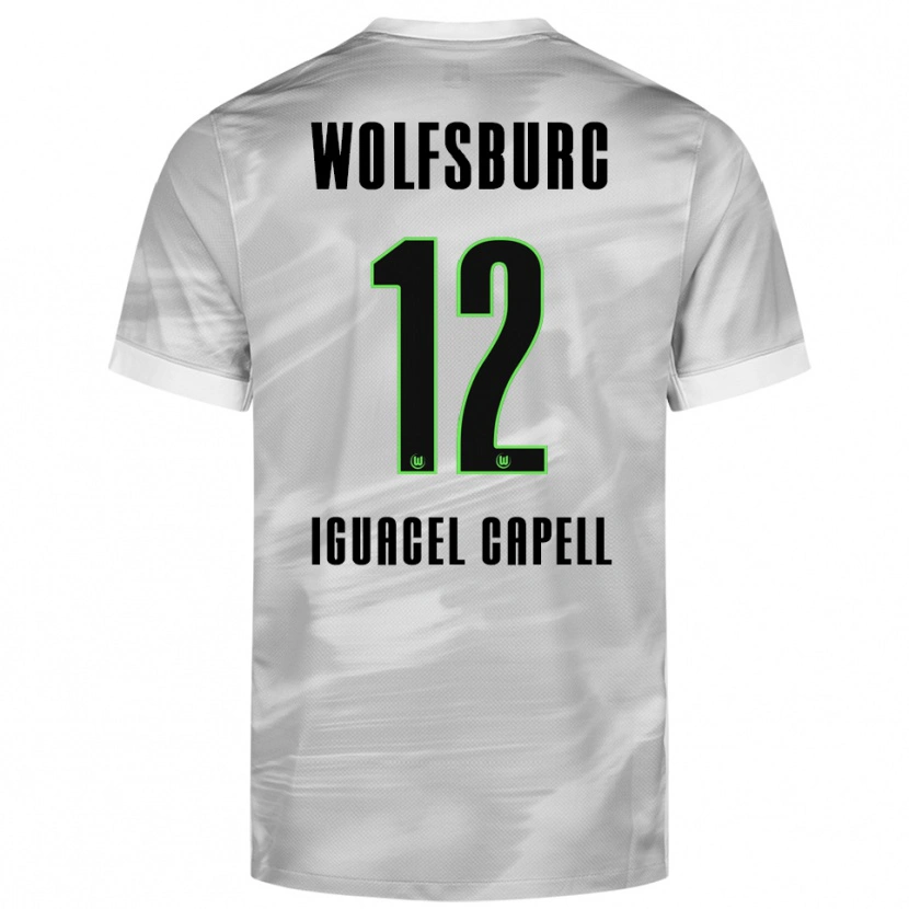 Danxen Børn Diego Iguacel Capell #12 Grå Hvid Udebane Spillertrøjer 2025/26 Trøje T-Shirt