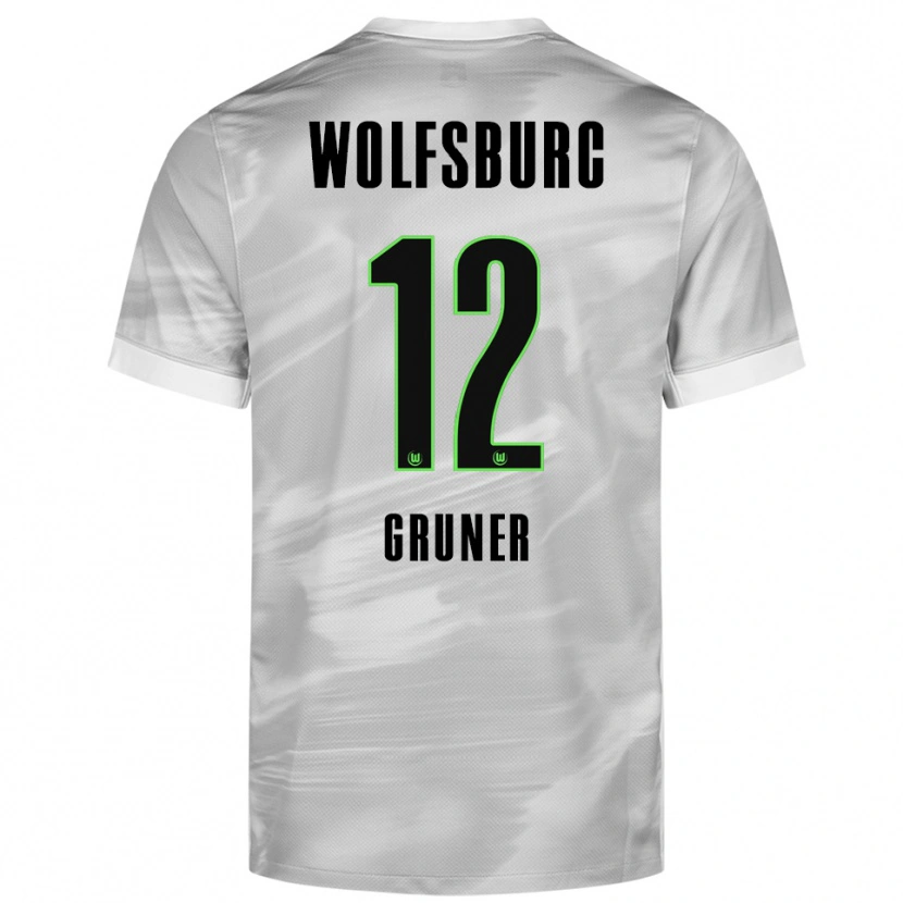 Danxen Børn Paul Gruner #12 Grå Hvid Udebane Spillertrøjer 2025/26 Trøje T-Shirt