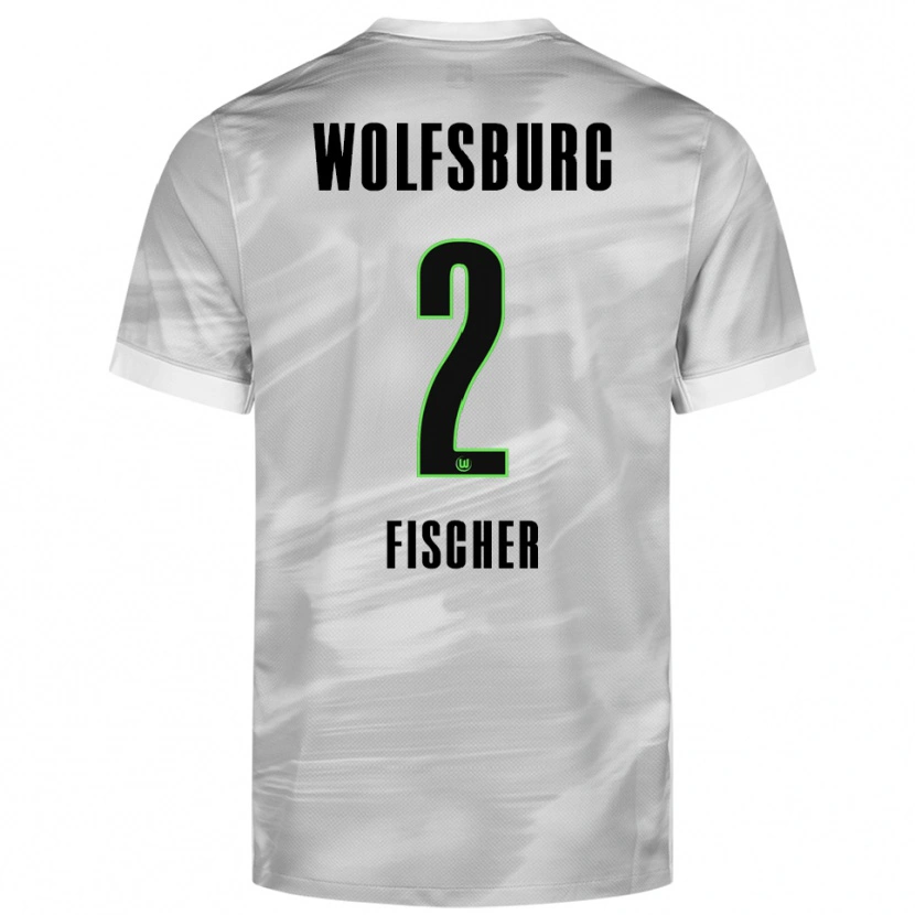Danxen Børn Kilian Fischer #2 Grå Hvid Udebane Spillertrøjer 2025/26 Trøje T-Shirt