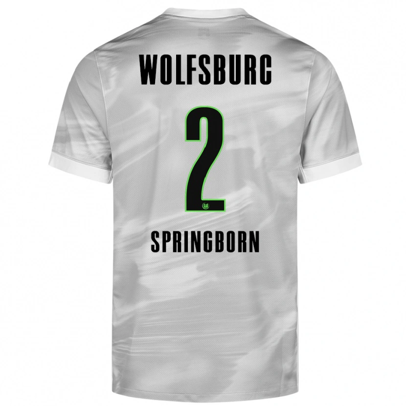 Danxen Børn Noah Springborn #2 Grå Hvid Udebane Spillertrøjer 2025/26 Trøje T-Shirt