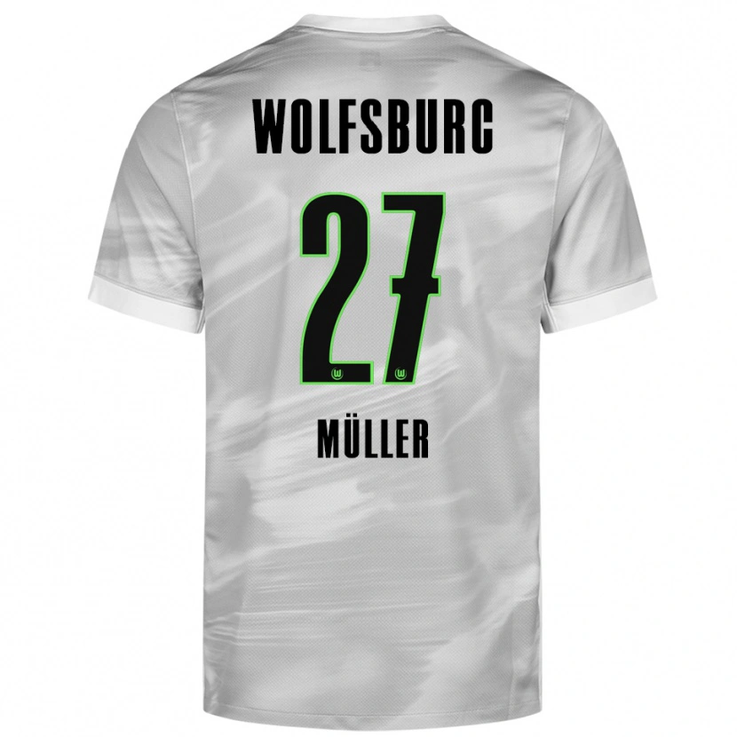 Danxen Børn Fabio Müller #27 Grå Hvid Udebane Spillertrøjer 2025/26 Trøje T-Shirt