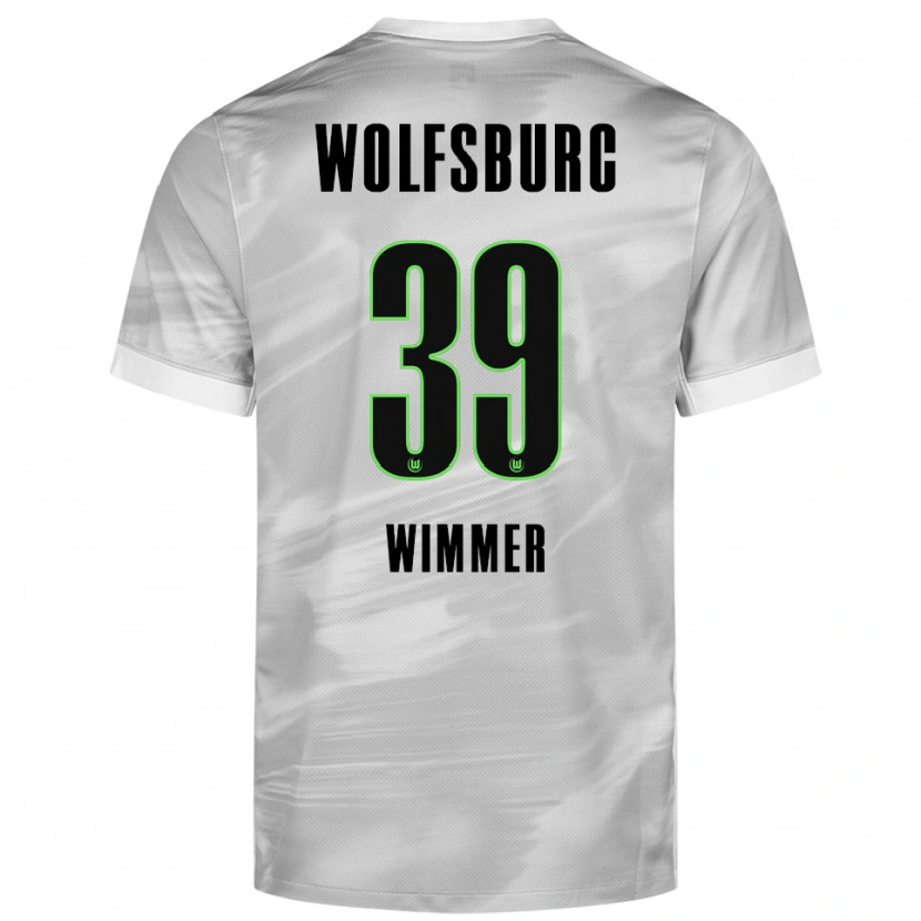 Danxen Børn Patrick Wimmer #39 Grå Hvid Udebane Spillertrøjer 2025/26 Trøje T-Shirt