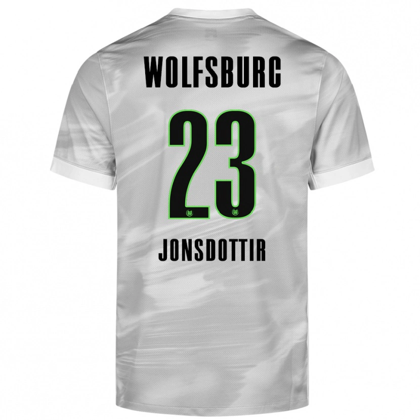 Danxen Børn Sveindís Jane Jónsdóttir #23 Grå Hvid Udebane Spillertrøjer 2025/26 Trøje T-Shirt