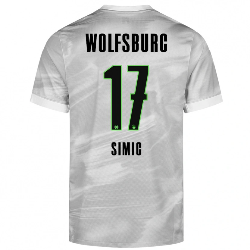 Danxen Børn Karlo Simic #17 Grå Hvid Udebane Spillertrøjer 2025/26 Trøje T-Shirt