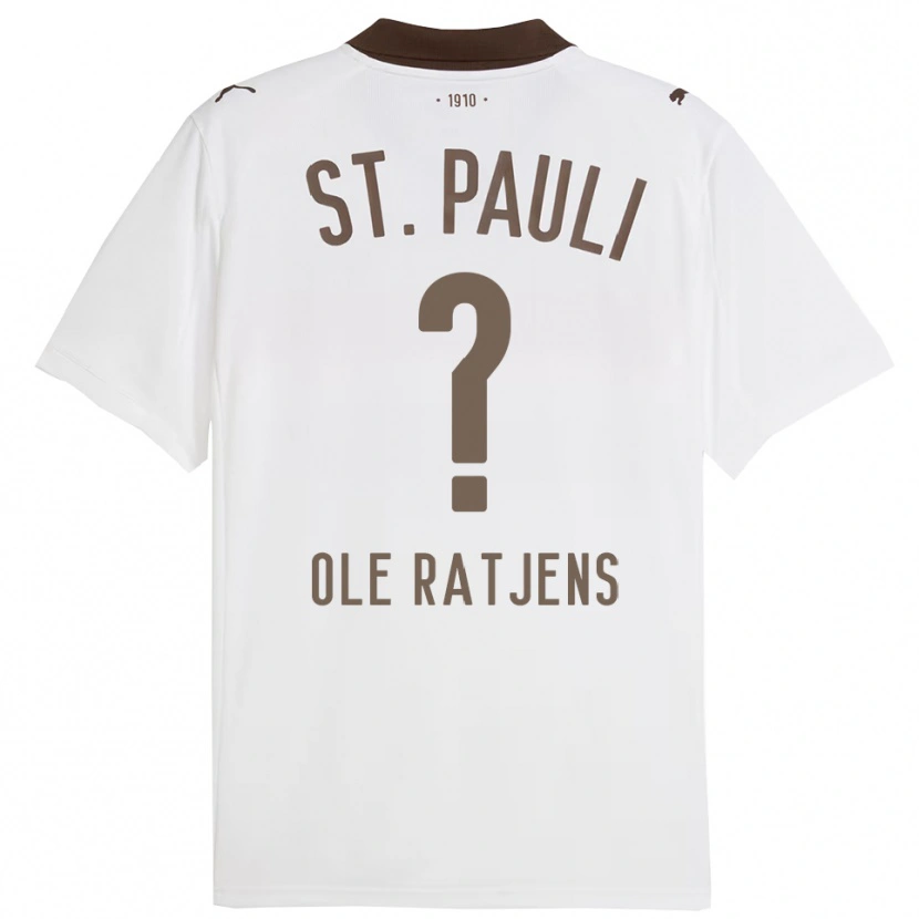 Danxen Børn Sven Ole Ratjens #0 Hvid Rød Udebane Spillertrøjer 2025/26 Trøje T-Shirt