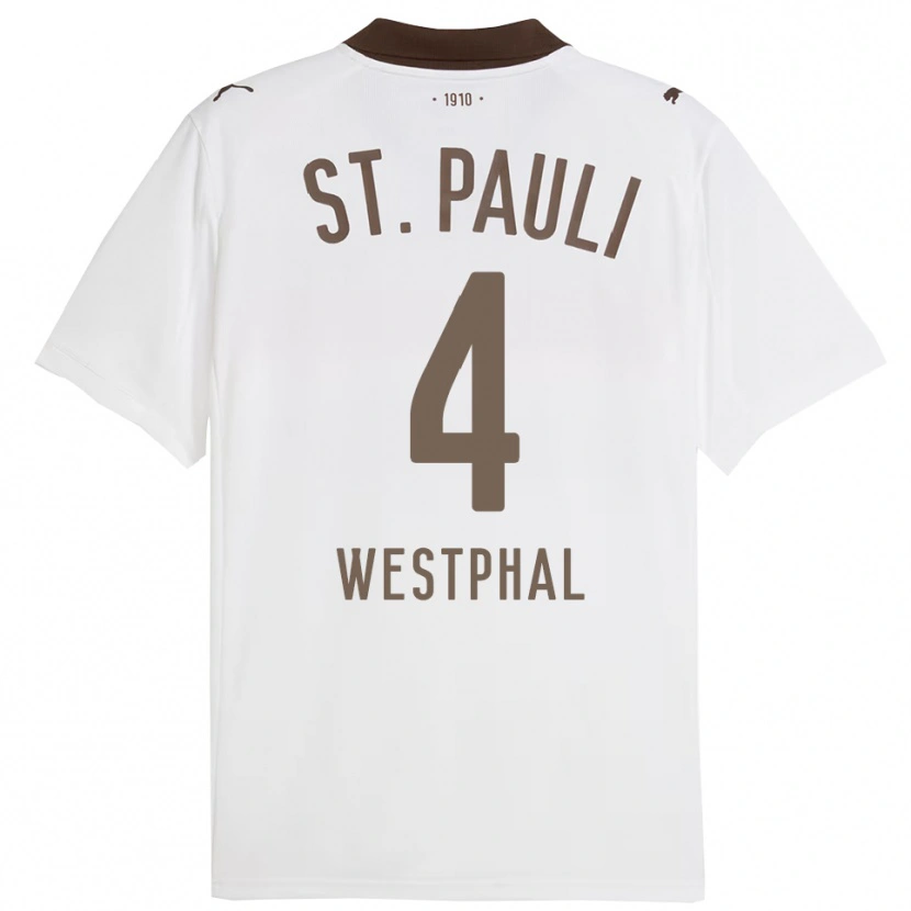 Danxen Børn Jannik Westphal #4 Hvid Rød Udebane Spillertrøjer 2025/26 Trøje T-Shirt