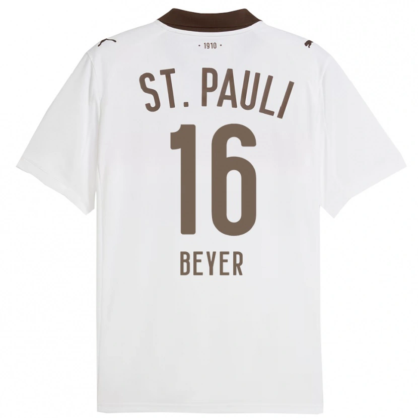 Danxen Børn Lasse Beyer #16 Hvid Rød Udebane Spillertrøjer 2025/26 Trøje T-Shirt