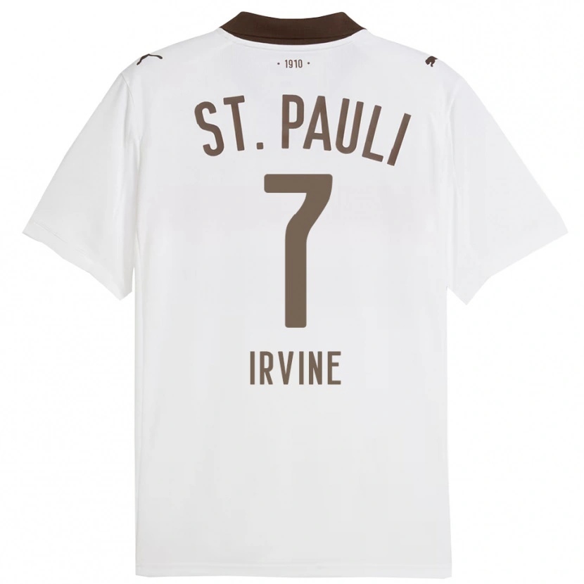 Danxen Børn Jackson Irvine #7 Hvid Rød Udebane Spillertrøjer 2025/26 Trøje T-Shirt