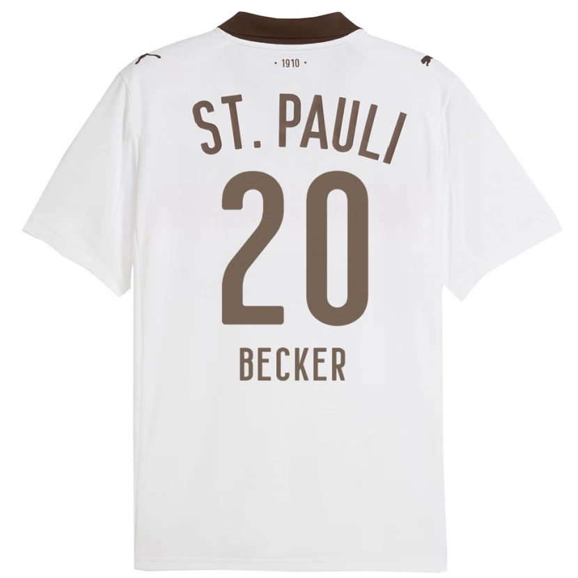 Danxen Børn Jesper Becker #20 Hvid Rød Udebane Spillertrøjer 2025/26 Trøje T-Shirt