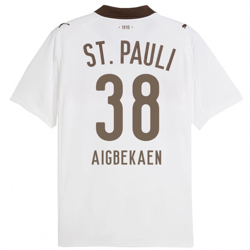 Danxen Børn Romeo Aigbekaen #38 Hvid Rød Udebane Spillertrøjer 2025/26 Trøje T-Shirt