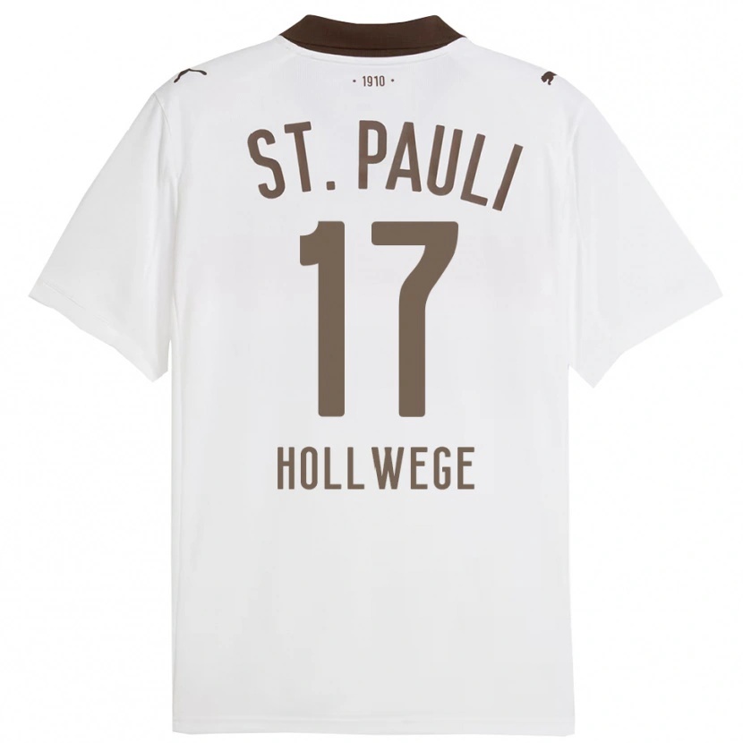 Danxen Børn Jonah Hollwege #17 Hvid Rød Udebane Spillertrøjer 2025/26 Trøje T-Shirt