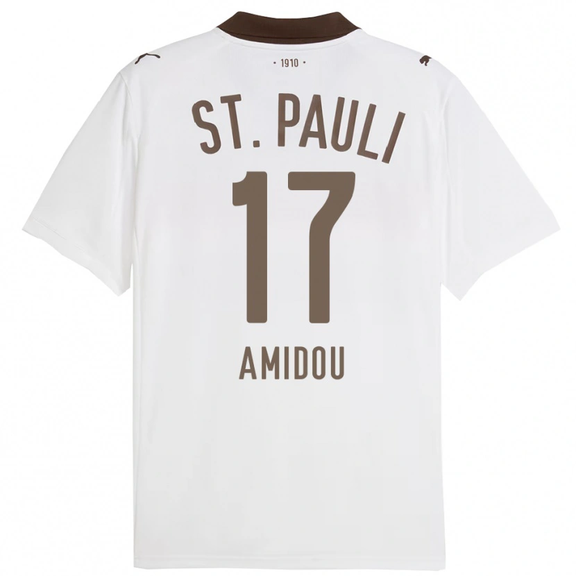 Danxen Børn Amir Amidou #17 Hvid Rød Udebane Spillertrøjer 2025/26 Trøje T-Shirt