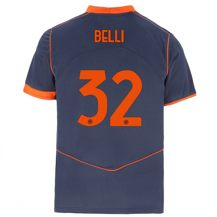 Danxen Børn Elena Belli #32 Grå Orange Tredje Sæt Spillertrøjer 2025/26 Trøje T-Shirt