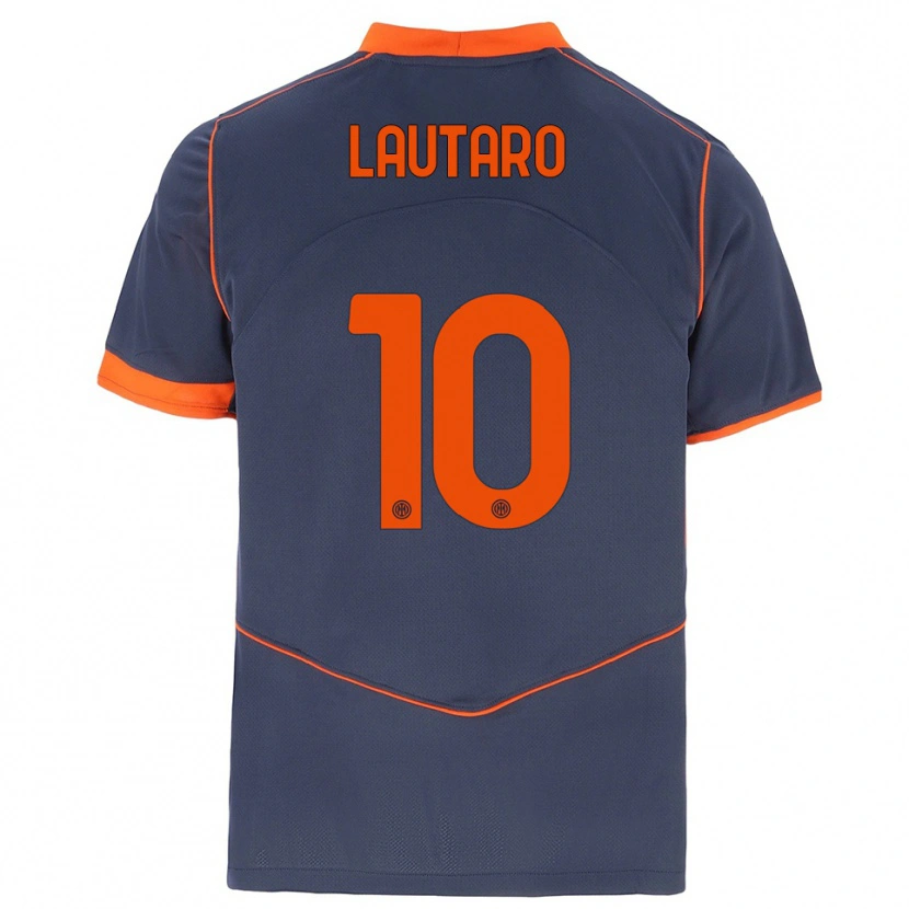 Danxen Børn Lautaro Martínez #10 Grå Orange Tredje Sæt Spillertrøjer 2025/26 Trøje T-Shirt
