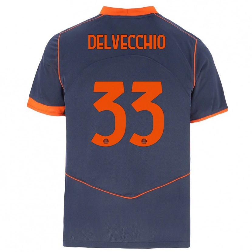 Danxen Børn Gabriele Delvecchio #33 Grå Orange Tredje Sæt Spillertrøjer 2025/26 Trøje T-Shirt